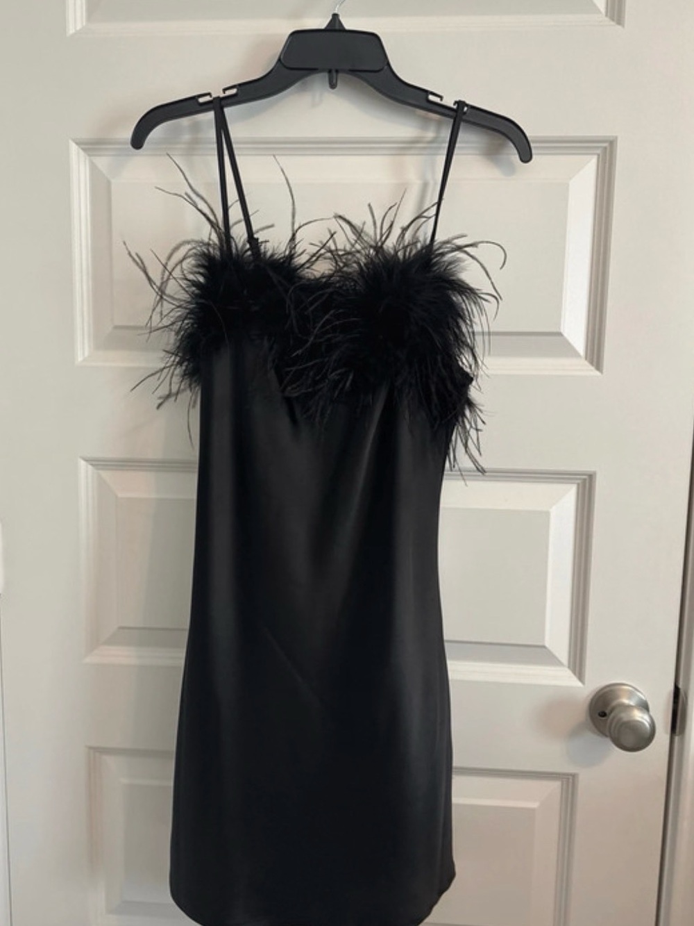 Forever 21 Black Feather-Trim Slip Dress